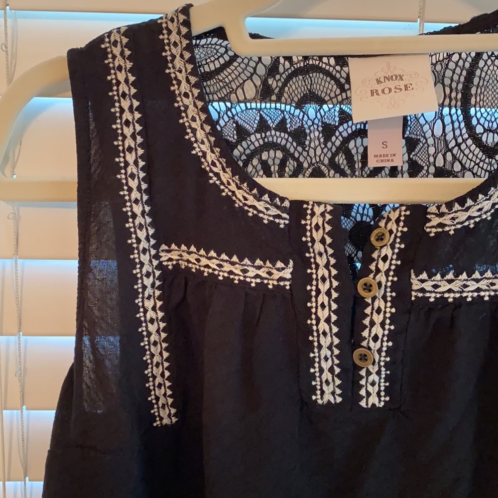 Knox Rose (Target) S Sheer black top with cream detailing - Picture 3 of 6
